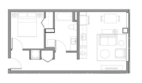 Alley 111 Luxury Apartments in Bellevue, Washington 1x1 Floor Plan